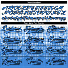 Charger l&#39;image dans la galerie, Custom White Powder Blue-Black 3D Pattern Gradient Square Shapes Hockey Lace Neck Jersey
