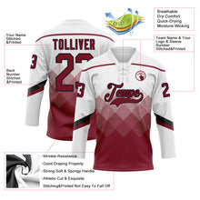 Charger l&#39;image dans la galerie, Custom White Crimson-Black 3D Pattern Gradient Square Shapes Hockey Lace Neck Jersey
