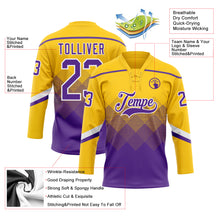 Charger l&#39;image dans la galerie, Custom Yellow Purple-White 3D Pattern Gradient Square Shapes Hockey Lace Neck Jersey
