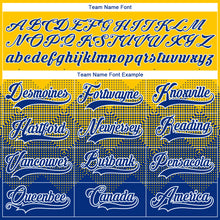 Load image into Gallery viewer, Custom Yellow Royal-White 3D Pattern Gradient Square Shapes Hockey Lace Neck Jersey
