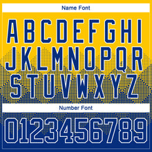 Load image into Gallery viewer, Custom Yellow Royal-White 3D Pattern Gradient Square Shapes Hockey Lace Neck Jersey
