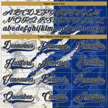 Charger l&#39;image dans la galerie, Custom Royal White-Old Gold 3D Pattern Gradient Fashion Scratch Hockey Lace Neck Jersey
