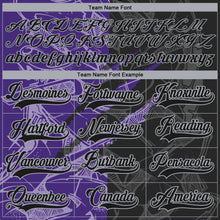 Load image into Gallery viewer, Custom Black Purple-Gray 3D Pattern Gradient Fashion Scratch Hockey Lace Neck Jersey
