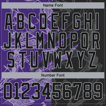 Load image into Gallery viewer, Custom Black Purple-Gray 3D Pattern Gradient Fashion Scratch Hockey Lace Neck Jersey
