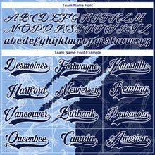 Charger l&#39;image dans la galerie, Custom Navy Light Blue-White 3D Pattern Gradient Fashion Scratch Hockey Lace Neck Jersey
