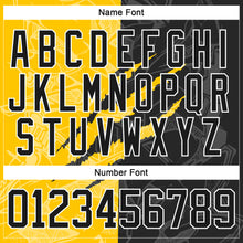 Load image into Gallery viewer, Custom Black Yellow-White 3D Pattern Gradient Fashion Scratch Hockey Lace Neck Jersey
