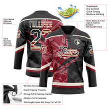 Charger l&#39;image dans la galerie, Custom Black Vintage USA Flag Crimson-Cream 3D Pattern Gradient Fashion Scratch Hockey Lace Neck Jersey
