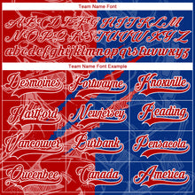 Load image into Gallery viewer, Custom Royal Red-White 3D Pattern Gradient Fashion Scratch Hockey Lace Neck Jersey
