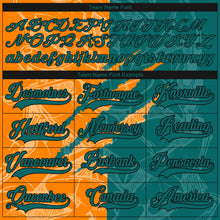 Load image into Gallery viewer, Custom Teal Bay Orange-Black 3D Pattern Gradient Fashion Scratch Hockey Lace Neck Jersey
