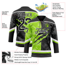 Load image into Gallery viewer, Custom Black Neon Green-White 3D Pattern Gradient Fashion Scratch Hockey Lace Neck Jersey

