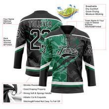 Charger l&#39;image dans la galerie, Custom Black Kelly Green-White 3D Pattern Gradient Fashion Scratch Hockey Lace Neck Jersey
