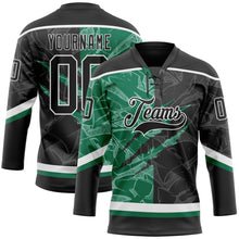 Charger l&#39;image dans la galerie, Custom Black Kelly Green-White 3D Pattern Gradient Fashion Scratch Hockey Lace Neck Jersey

