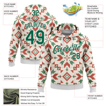 Load image into Gallery viewer, Custom Stitched City Cream Kelly Green-White 3D Christmas Sports Pullover Sweatshirt Hoodie
