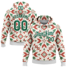 Load image into Gallery viewer, Custom Stitched City Cream Kelly Green-White 3D Christmas Sports Pullover Sweatshirt Hoodie
