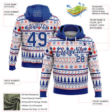 Load image into Gallery viewer, Custom Stitched Royal Royal-White 3D Christmas Ugly Sweater Sports Pullover Sweatshirt Hoodie
