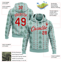 Load image into Gallery viewer, Custom Stitched Green Red-White 3D Christmas Ugly Sweater Sports Pullover Sweatshirt Hoodie
