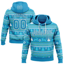 Load image into Gallery viewer, Custom Stitched Panther Blue Panther Blue-White 3D Christmas Ugly Sweater Sports Pullover Sweatshirt Hoodie
