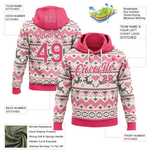 Load image into Gallery viewer, Custom Stitched White Neon Pink-White 3D Christmas Ugly Sweater Sports Pullover Sweatshirt Hoodie
