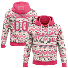 Load image into Gallery viewer, Custom Stitched White Neon Pink-White 3D Christmas Ugly Sweater Sports Pullover Sweatshirt Hoodie
