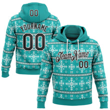Load image into Gallery viewer, Custom Stitched Blue Black-White 3D Christmas Ugly Sweater Sports Pullover Sweatshirt Hoodie
