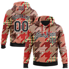 Load image into Gallery viewer, Custom Stitched Red Black-White 3D Christmas Houndstooth Sports Pullover Sweatshirt Hoodie
