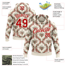 Load image into Gallery viewer, Custom Stitched Cream Red-Cream 3D Christmas Damask Floral Sports Pullover Sweatshirt Hoodie
