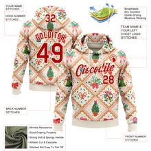 Load image into Gallery viewer, Custom Stitched Cream Red-Cream 3D Christmas Patchwork Sports Pullover Sweatshirt Hoodie
