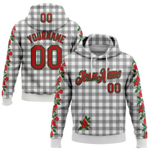Load image into Gallery viewer, Custom Stitched White Red-Green 3D Christmas Floral Plaid Sports Pullover Sweatshirt Hoodie
