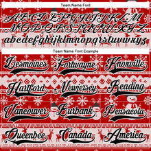 Laden Sie das Bild in den Galerie-Viewer, Custom Red Black-White 3D Christmas Ugly Sweater Hockey Lace Neck Jersey
