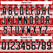 Laden Sie das Bild in den Galerie-Viewer, Custom Red Black-White 3D Christmas Ugly Sweater Hockey Lace Neck Jersey
