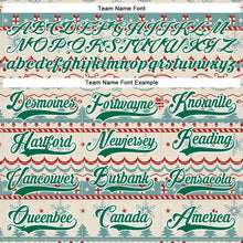 Laden Sie das Bild in den Galerie-Viewer, Custom Red Kelly Green-White 3D Christmas Ugly Sweater Hockey Lace Neck Jersey
