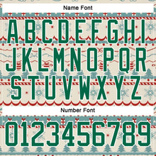 Laden Sie das Bild in den Galerie-Viewer, Custom Red Kelly Green-White 3D Christmas Ugly Sweater Hockey Lace Neck Jersey
