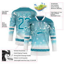 Load image into Gallery viewer, Custom Teal Teal-White 3D Christmas Reindeer Hockey Lace Neck Jersey
