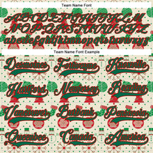 Загрузить изображение в средство просмотра галереи, Custom Cream Kelly Green-Red 3D Christmas Hockey Lace Neck Jersey
