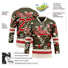 Load image into Gallery viewer, Custom Olive Red-White 3D Christmas Hockey Lace Neck Jersey
