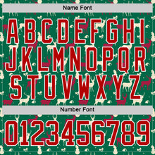 Load image into Gallery viewer, Custom Kelly Green Red-White 3D Christmas Reindeer Hockey Lace Neck Jersey
