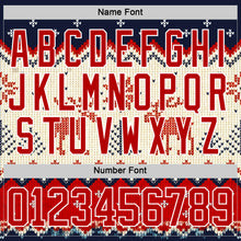 Load image into Gallery viewer, Custom Navy Red-White 3D Christmas Ugly Sweater Hockey Lace Neck Jersey
