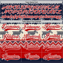 Laden Sie das Bild in den Galerie-Viewer, Custom Navy Red-White 3D Christmas Ugly Sweater Hockey Lace Neck Jersey
