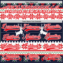 Load image into Gallery viewer, Custom Navy Fire Red-White 3D Christmas Ugly Sweater Hockey Lace Neck Jersey
