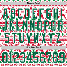 Laden Sie das Bild in den Galerie-Viewer, Custom Red Kelly Green-White 3D Christmas Ugly Sweater Hockey Lace Neck Jersey
