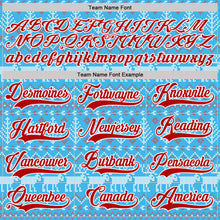 Charger l&#39;image dans la galerie, Custom Sky Blue Red-White 3D Christmas Ugly Sweater Hockey Lace Neck Jersey
