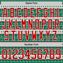 Laden Sie das Bild in den Galerie-Viewer, Custom Kelly Green Red-White 3D Christmas Ugly Sweater Hockey Lace Neck Jersey
