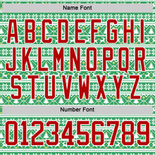 Laden Sie das Bild in den Galerie-Viewer, Custom Kelly Green Red-White 3D Christmas Ugly Sweater Hockey Lace Neck Jersey
