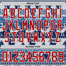 Load image into Gallery viewer, Custom Blue Red-White 3D Christmas Ugly Sweater Hockey Lace Neck Jersey

