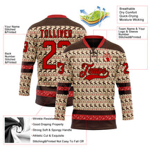 Загрузить изображение в средство просмотра галереи, Custom City Cream Red-Brown 3D Christmas Hockey Lace Neck Jersey
