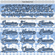 Laden Sie das Bild in den Galerie-Viewer, Custom White Light Blue-Black 3D Christmas Ugly Sweater Hockey Lace Neck Jersey
