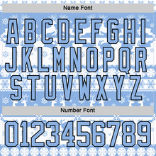 Laden Sie das Bild in den Galerie-Viewer, Custom White Light Blue-Black 3D Christmas Ugly Sweater Hockey Lace Neck Jersey
