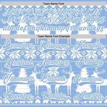 Загрузить изображение в средство просмотра галереи, Custom White Light Blue-White 3D Christmas Ugly Sweater Hockey Lace Neck Jersey
