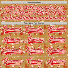 Laden Sie das Bild in den Galerie-Viewer, Custom Old Gold Fire Red-White 3D Christmas Hockey Lace Neck Jersey
