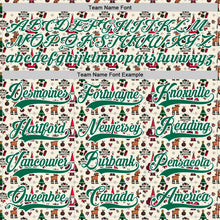 Загрузить изображение в средство просмотра галереи, Custom Cream Kelly Green-White 3D Christmas Hockey Lace Neck Jersey
